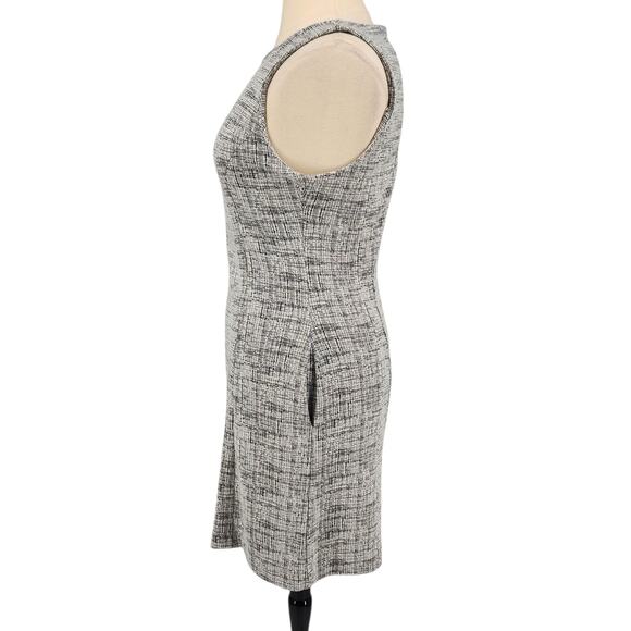 Tahari Black White Tweed Print Sleeveless Sheath Dress with Pockets Classic Fit - Picture 3 of 7